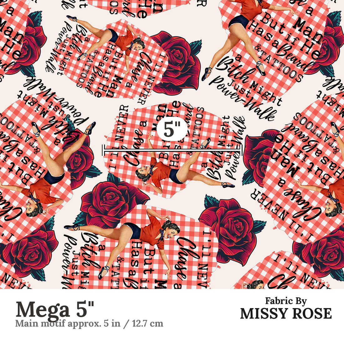 Design 1193 Funny Retro Fabric Mega 5 inch print scale guide | Fabric by Missy Rose