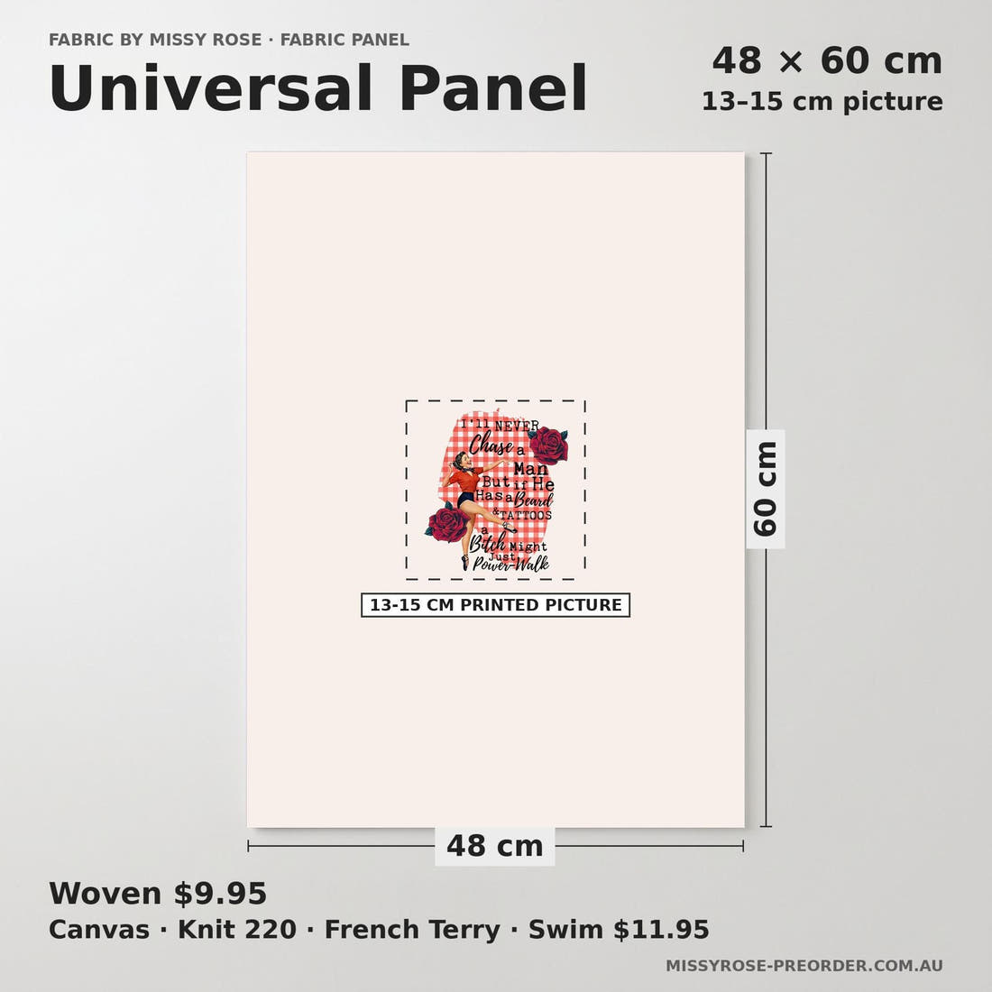 Design 1193 Funny Retro Panel universal panel sizing – 13–15 cm printed picture on 48 × 60 cm fabric | Fabric by Missy Rose