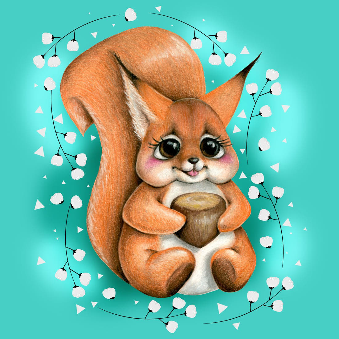 Design 1199 Squirrel Panel – full artwork close-up of the printed picture | Fabric by Missy Rose