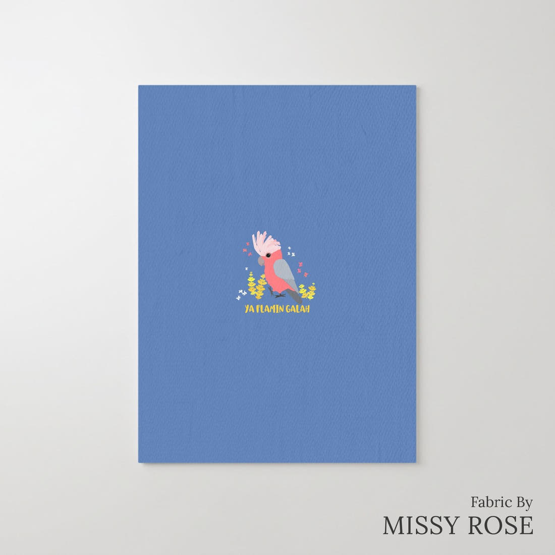 Design 120 Blue Galah Panel – printed fabric panel with centred picture, custom printed to order | Fabric by Missy Rose