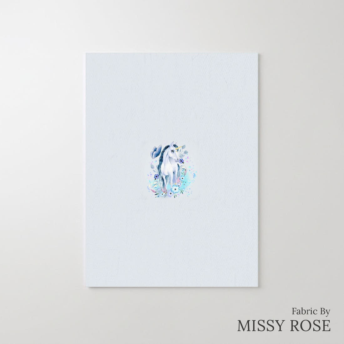 Design 1200 Blue Unicorn Panel – printed fabric panel with centred picture, custom printed to order | Fabric by Missy Rose
