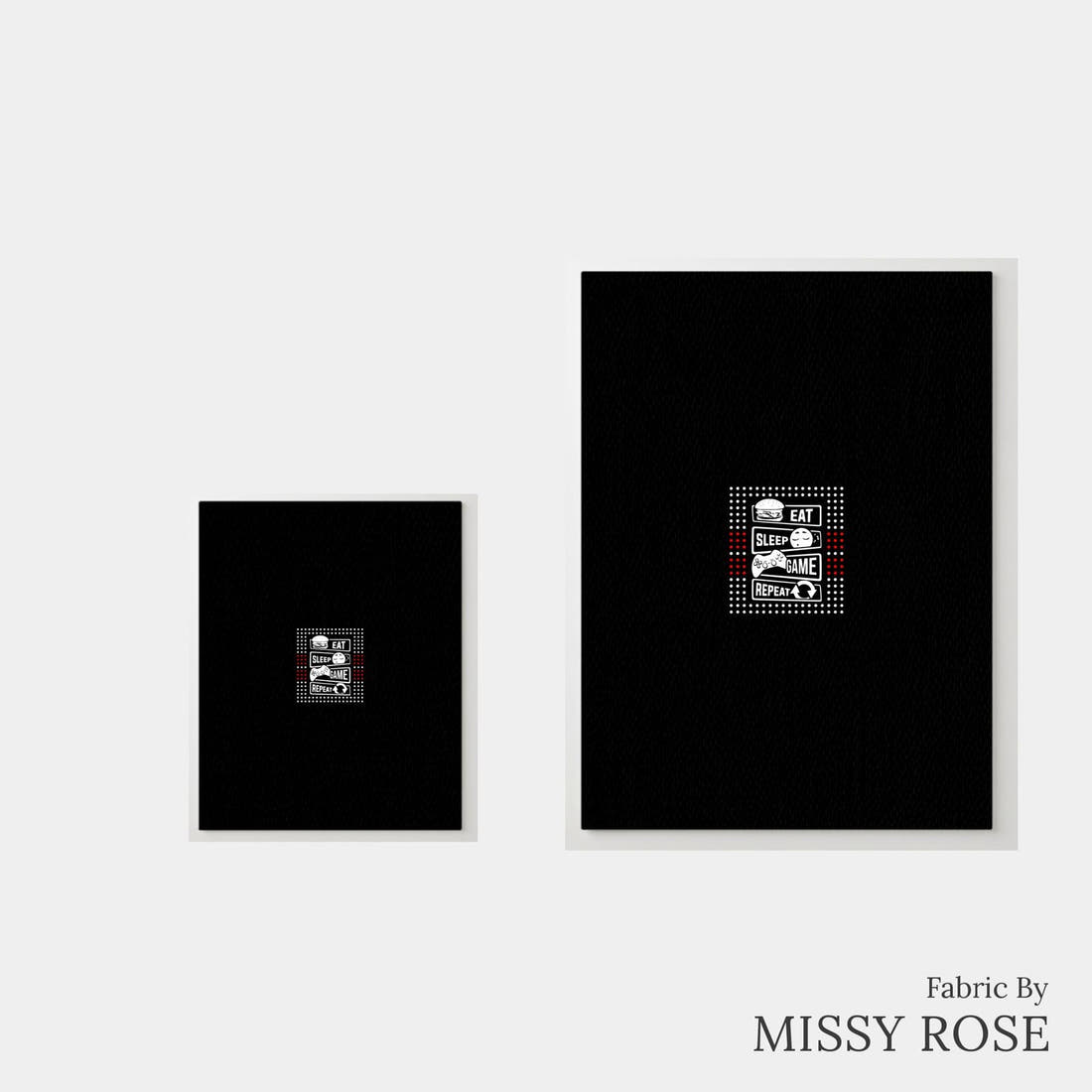 Design 121 Black Gaming Panel – universal and adult panel sizes side by side | Fabric by Missy Rose