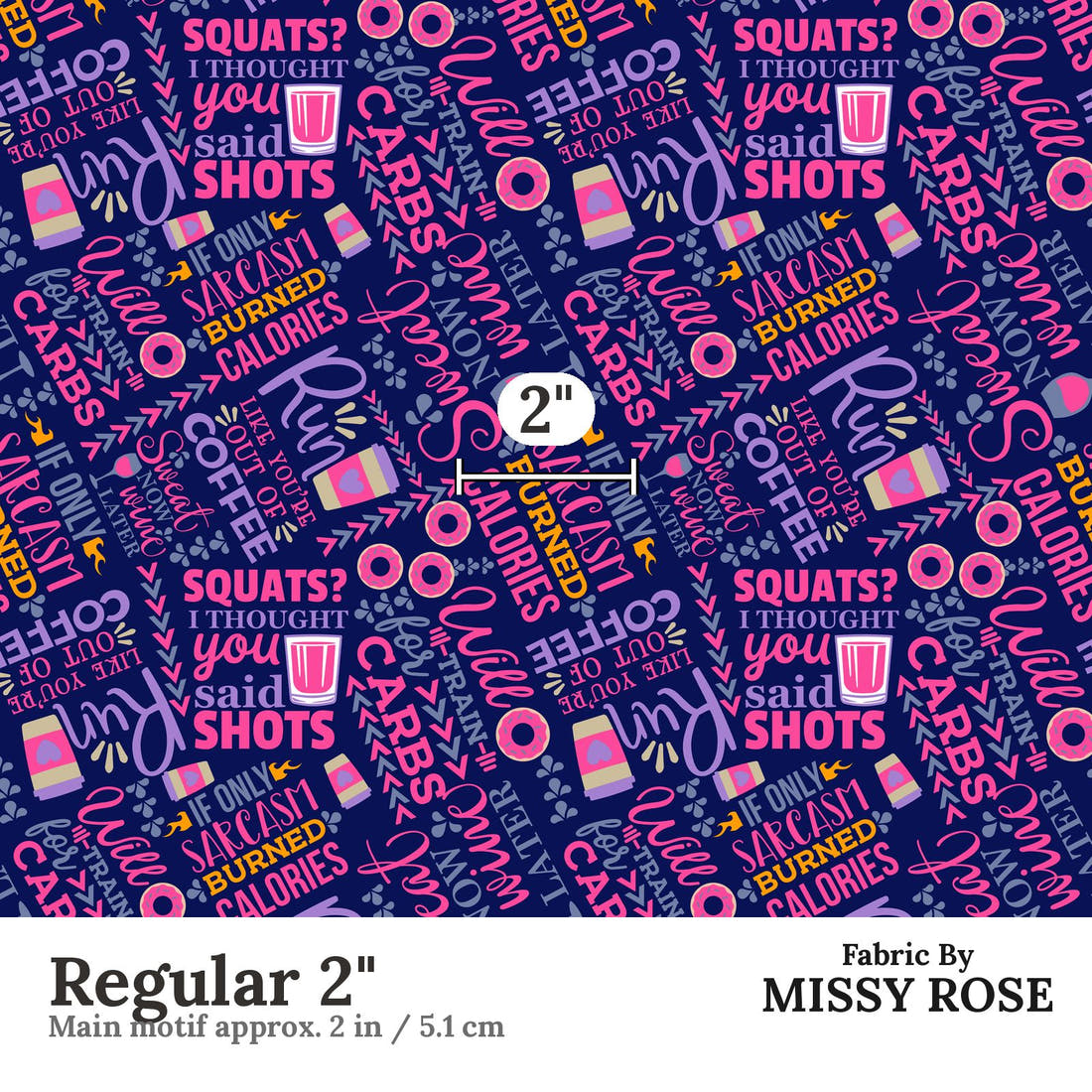 Design 122 Funny Gym Fabric Regular 2" - print scale | Fabric by Missy Rose