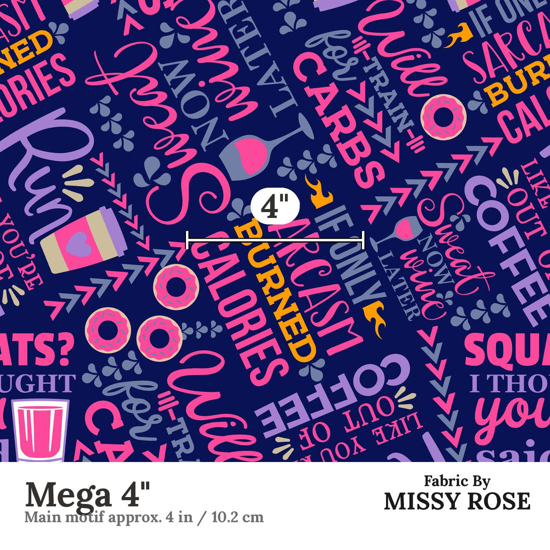 Design 122 Funny Gym Fabric Mega 4" - print scale | Fabric by Missy Rose