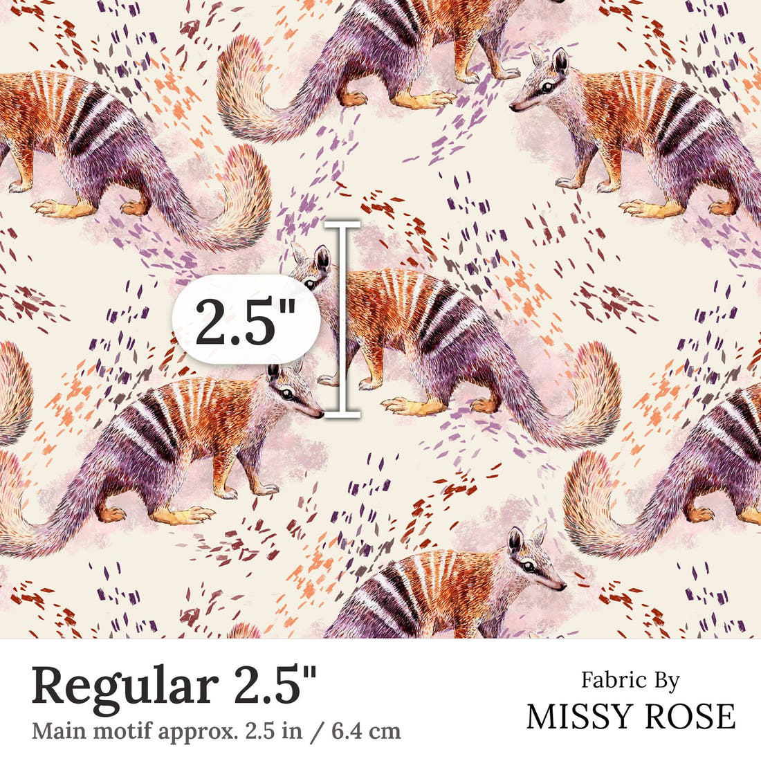 Design 123 Numbat Fabric Regular 2.5 inch print scale guide | Fabric by Missy Rose