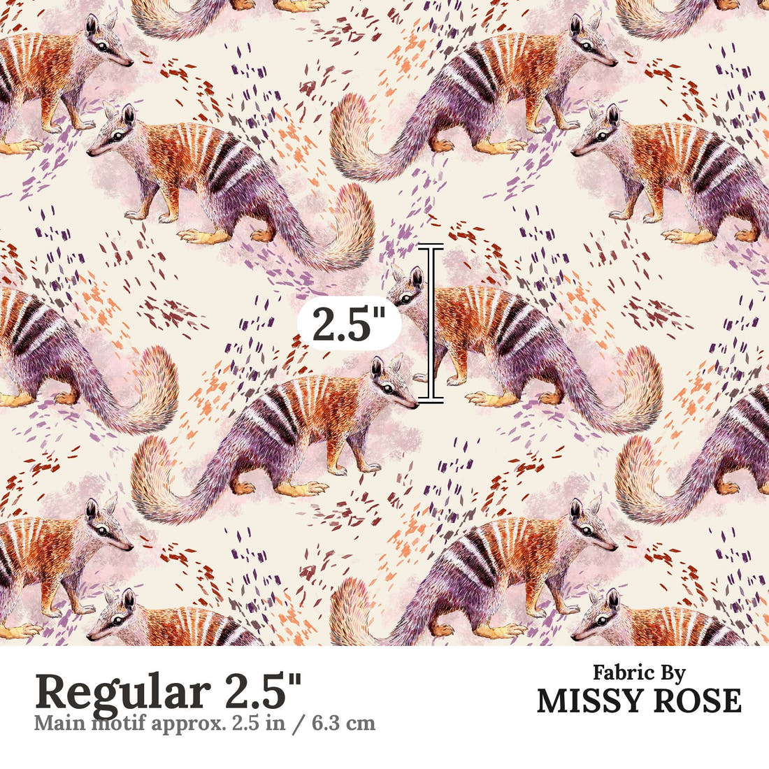 Design 123 Numbat Fabric Regular 2.5" - print scale | Fabric by Missy Rose