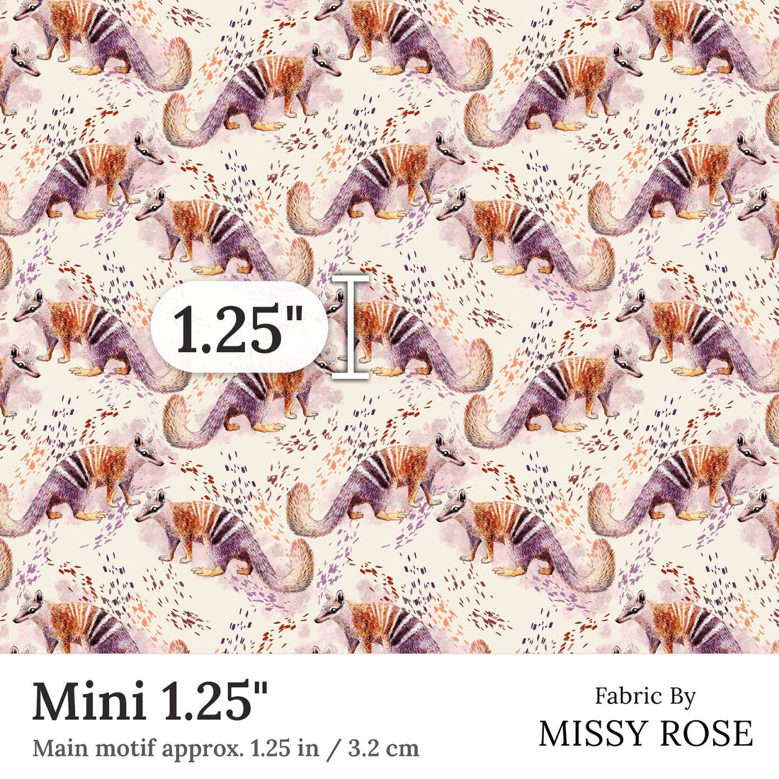 Design 123 Numbat Fabric Mini 1.25 inch print scale guide | Fabric by Missy Rose