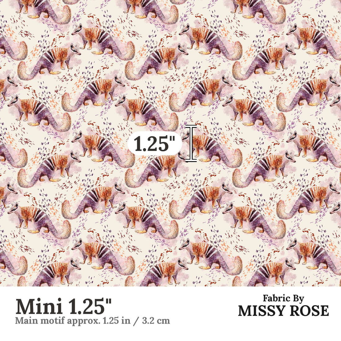 Design 123 Numbat Fabric Mini 1.25" - print scale | Fabric by Missy Rose