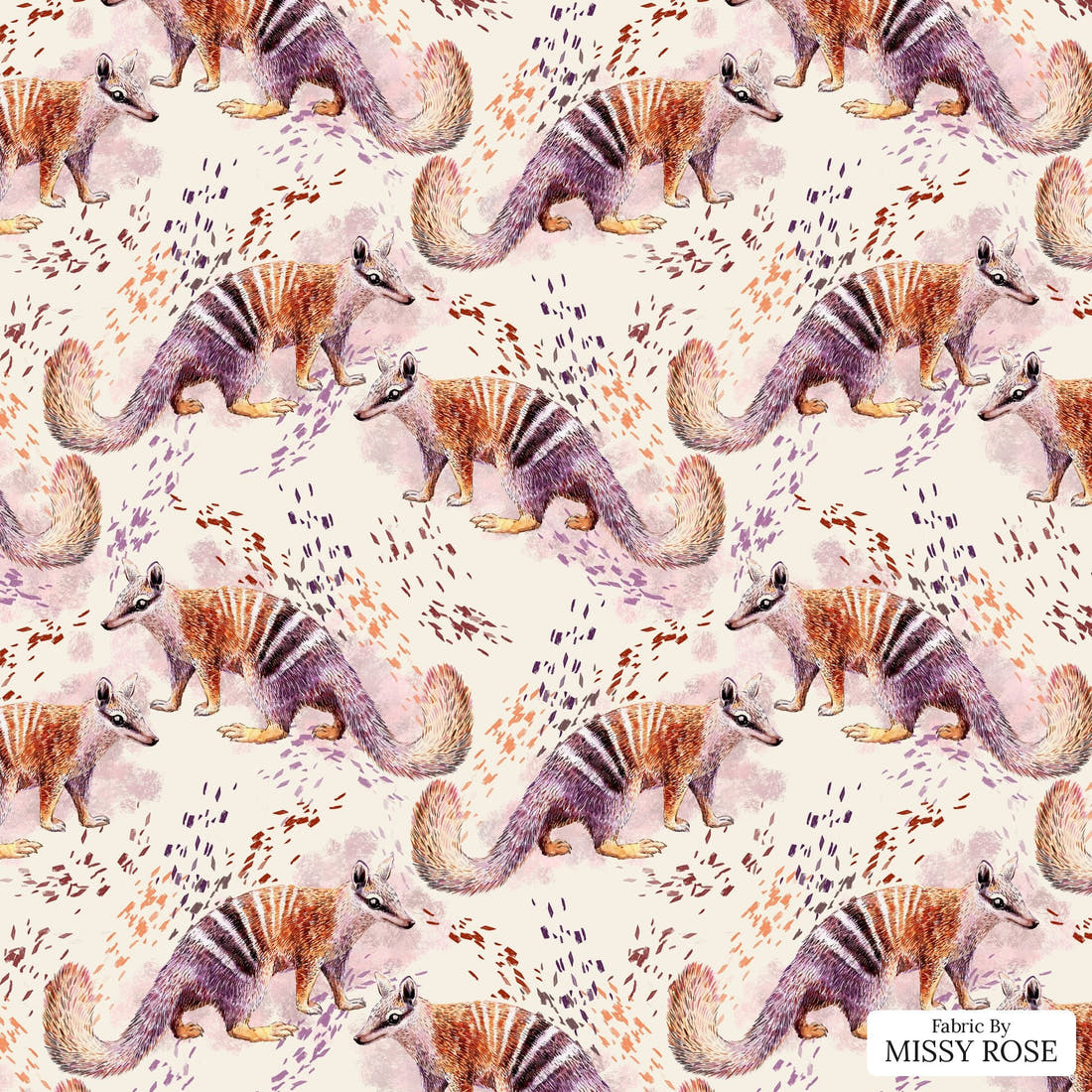 Design 123 Numbat Fabric - flat view of the print, zoom in for detail | Fabric by Missy Rose