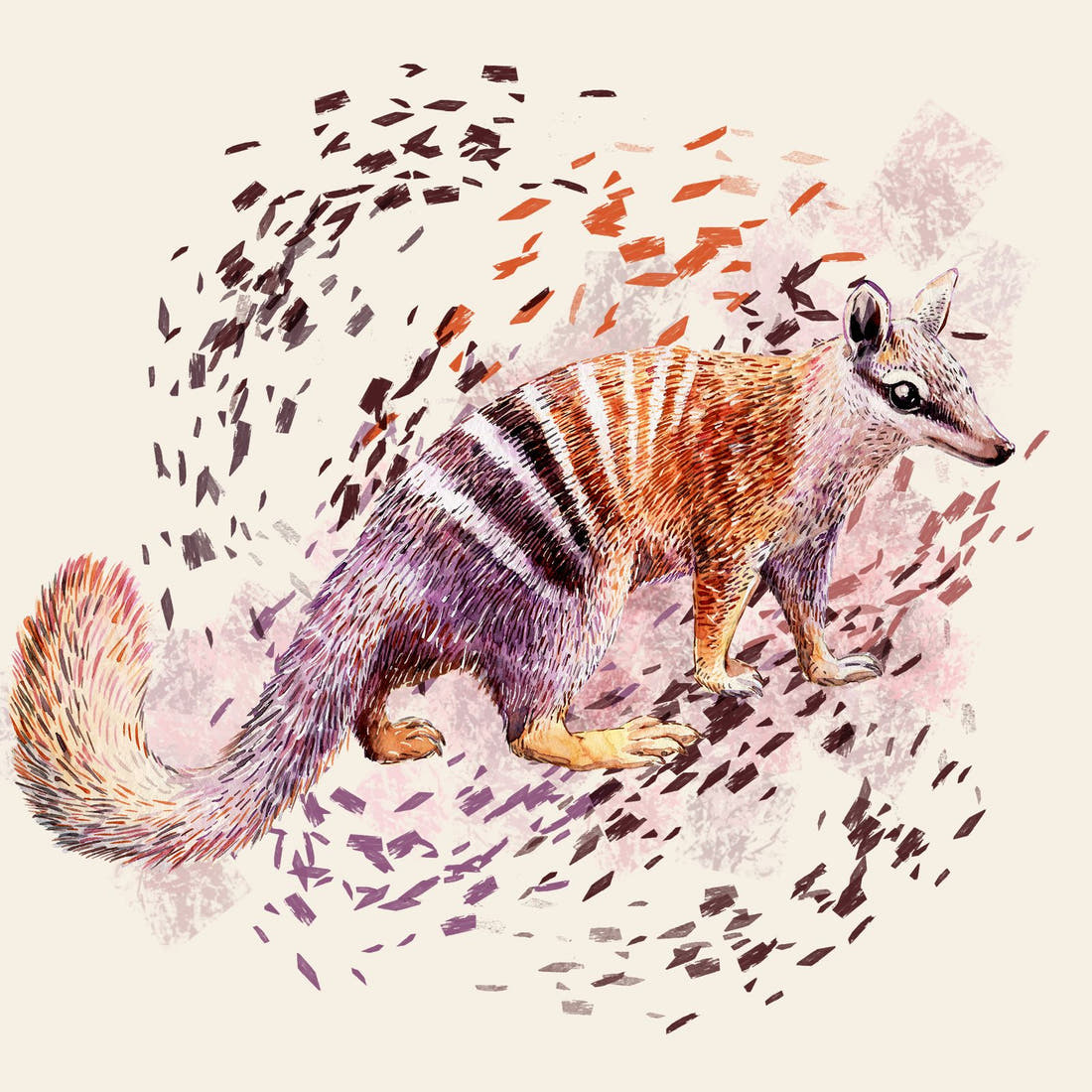 Design 123 Numbat Panel – full artwork close-up of the printed picture | Fabric by Missy Rose