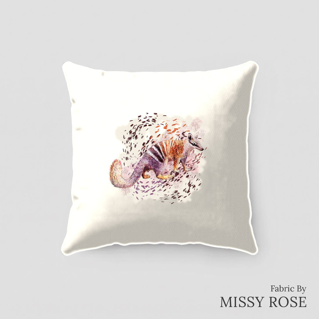 Design 123 Numbat Panel sewn into a cushion – see how the panel looks made up | Fabric by Missy Rose