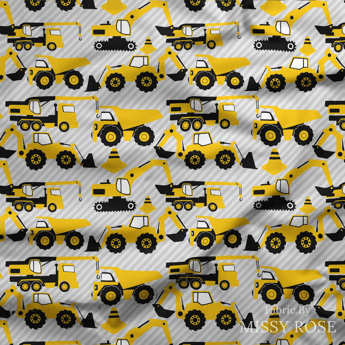 Design 124 Grey Construction Fabric draped fabric mockup – custom printed fabric by the metre | Fabric by Missy Rose