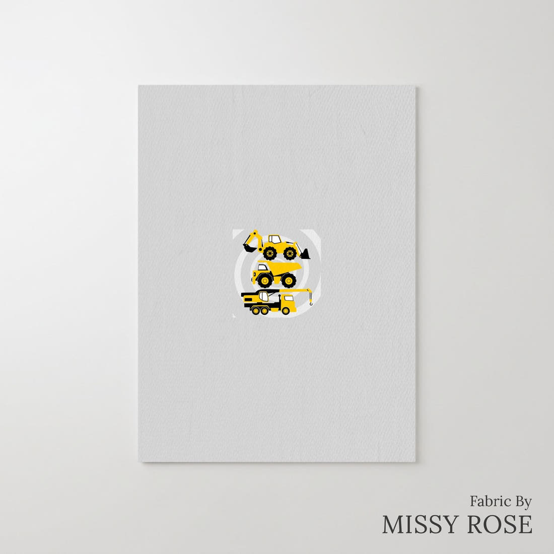 Design 124 Grey Construction Panel – printed fabric panel with centred picture, custom printed to order | Fabric by Missy Rose