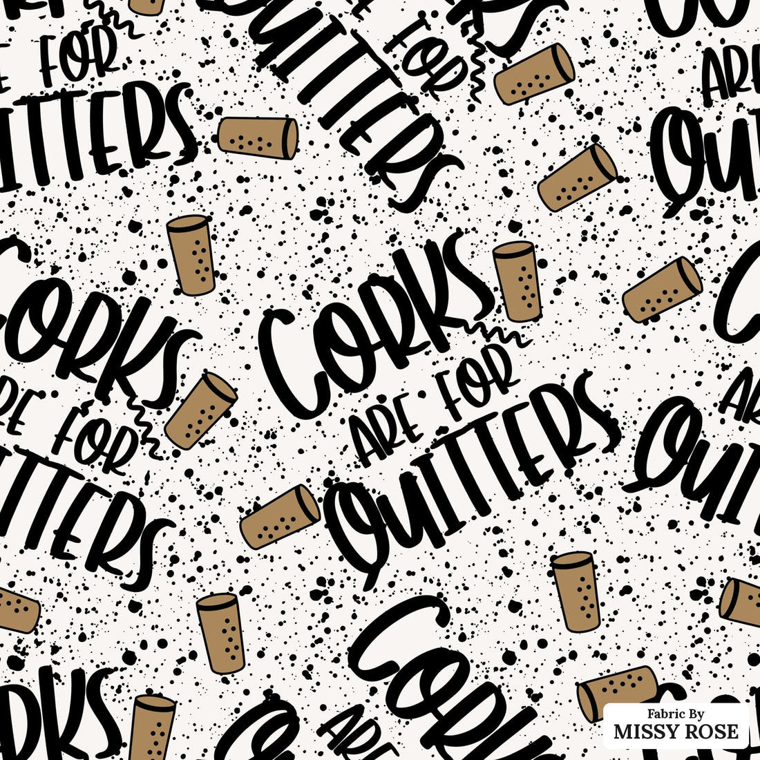 Design 126 Corks Fabric - flat view of the print, zoom in for detail | Fabric by Missy Rose