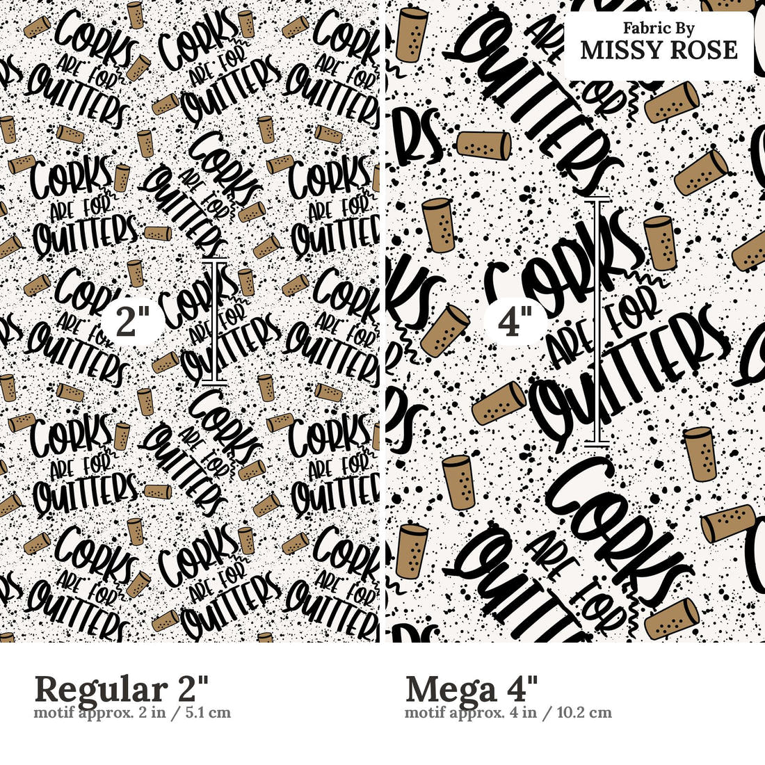 Design 126 Corks Fabric size comparison - print scale | Fabric by Missy Rose
