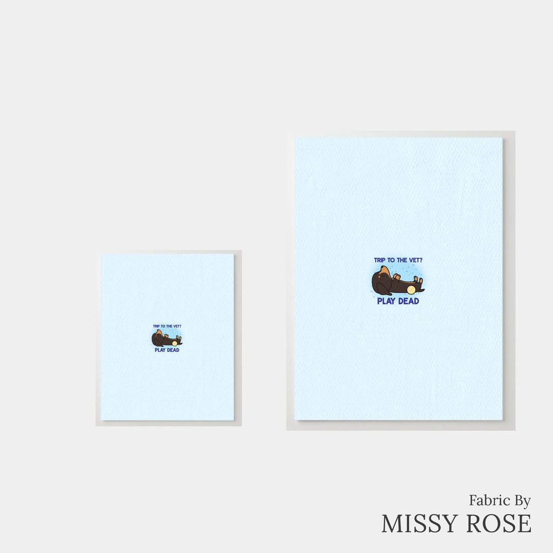 Design 127 Sausage Dog Panel – universal and adult panel sizes side by side | Fabric by Missy Rose
