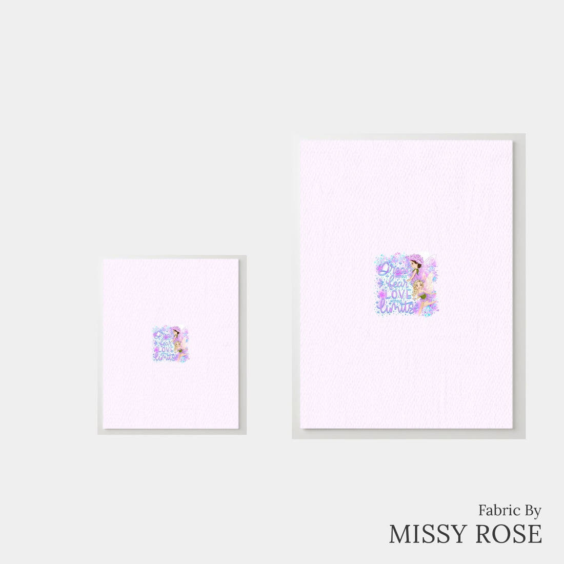 Design 128 Purple Fairy Panel – universal and adult panel sizes side by side | Fabric by Missy Rose
