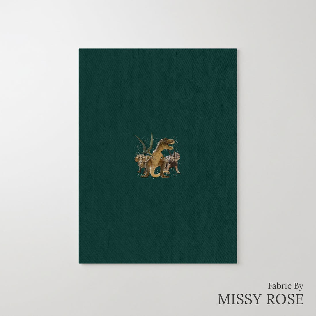 Design 129 Green Dinosaur Panel – printed fabric panel with centred picture, custom printed to order | Fabric by Missy Rose