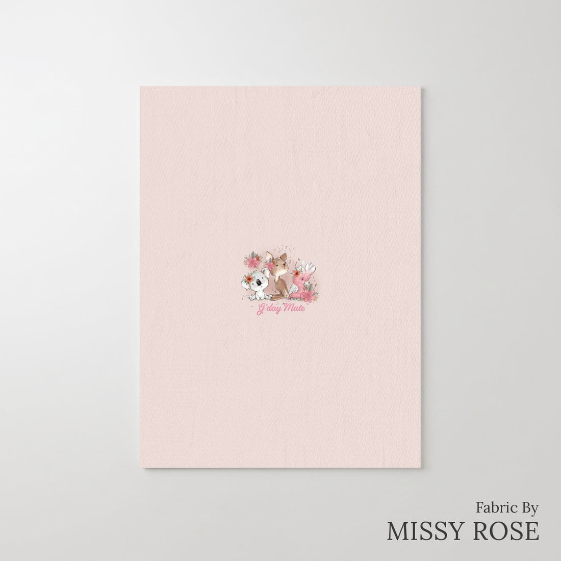 Design 13 Pink Australian Animals Panel – printed fabric panel with centred picture, custom printed to order | Fabric by Missy Rose