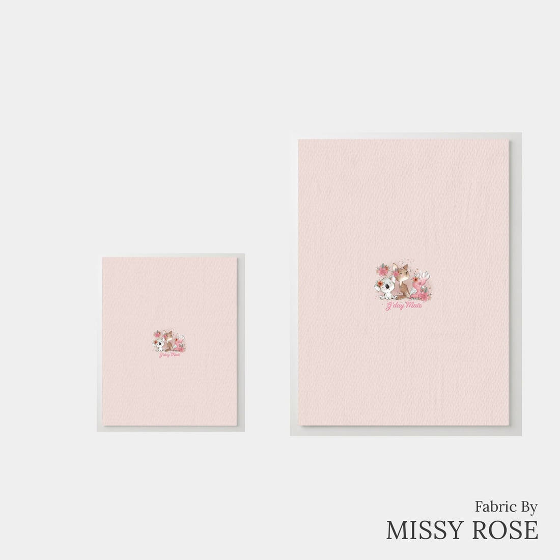 Design 13 Pink Australian Animals Panel – universal and adult panel sizes side by side | Fabric by Missy Rose