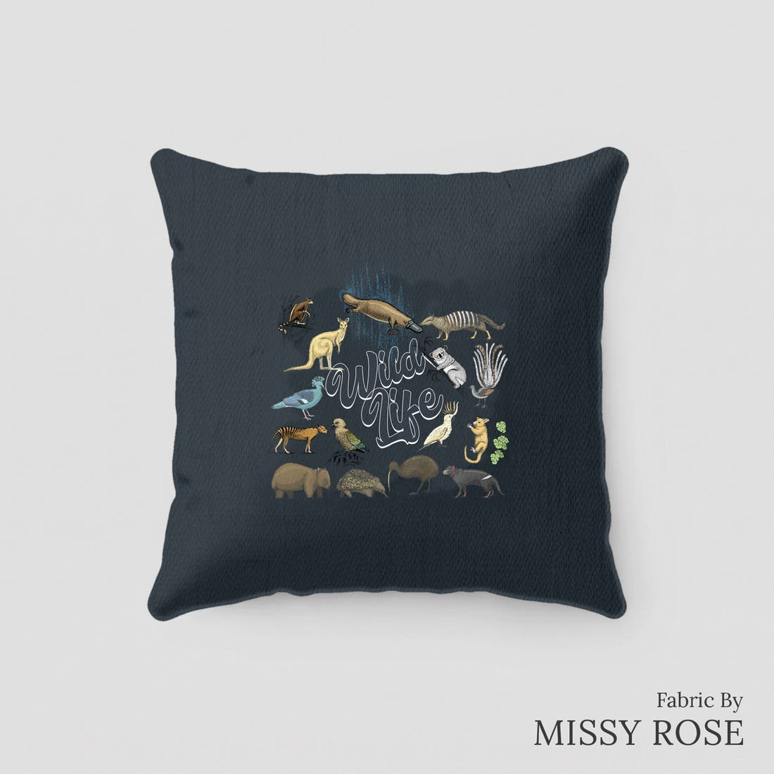 Design 132 Wildlife Panel sewn into a cushion – see how the panel looks made up | Fabric by Missy Rose