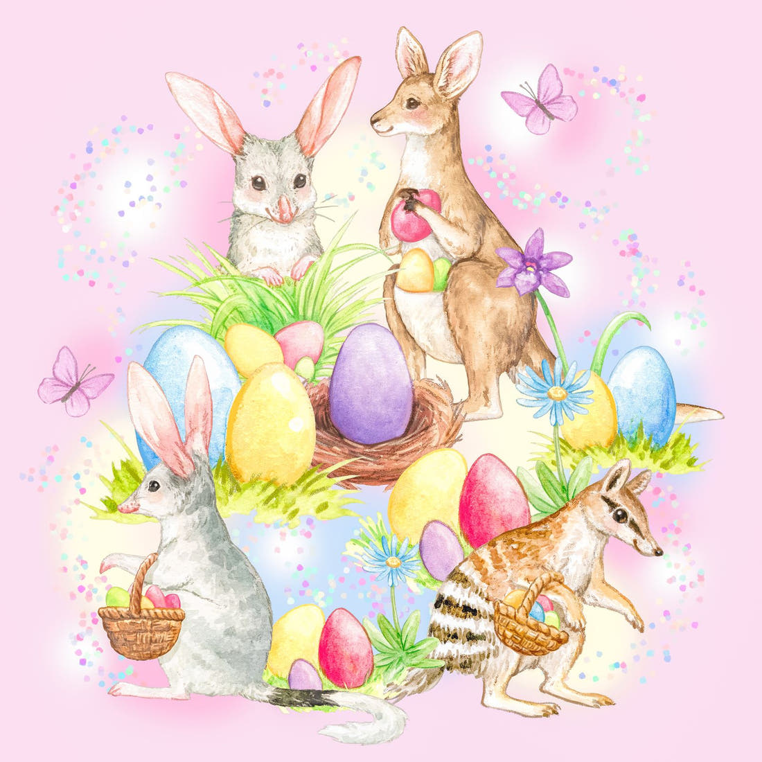 Design 134 Aussie Easter Panel – full artwork close-up of the printed picture | Fabric by Missy Rose