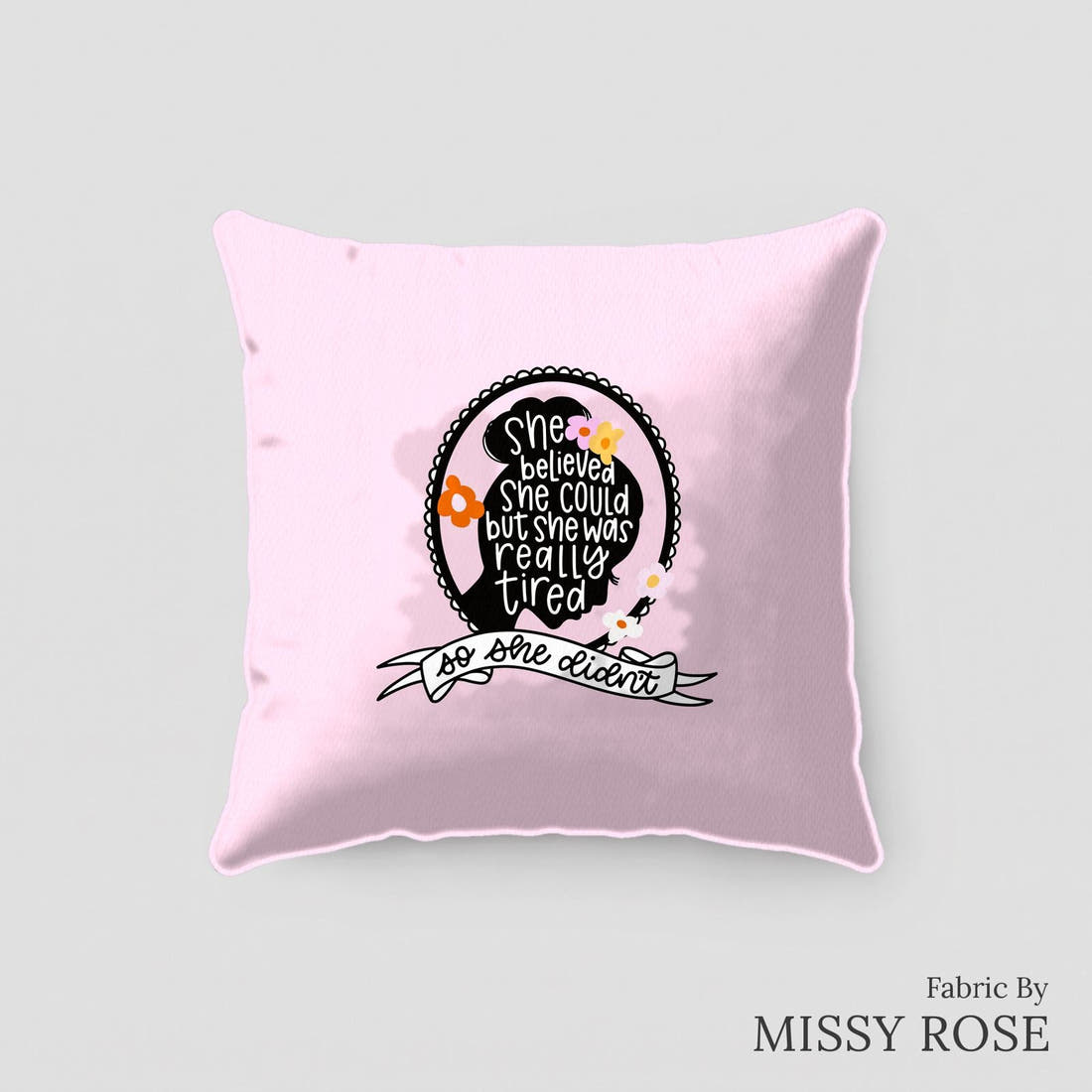 Design 136 Tired Panel sewn into a cushion – see how the panel looks made up | Fabric by Missy Rose