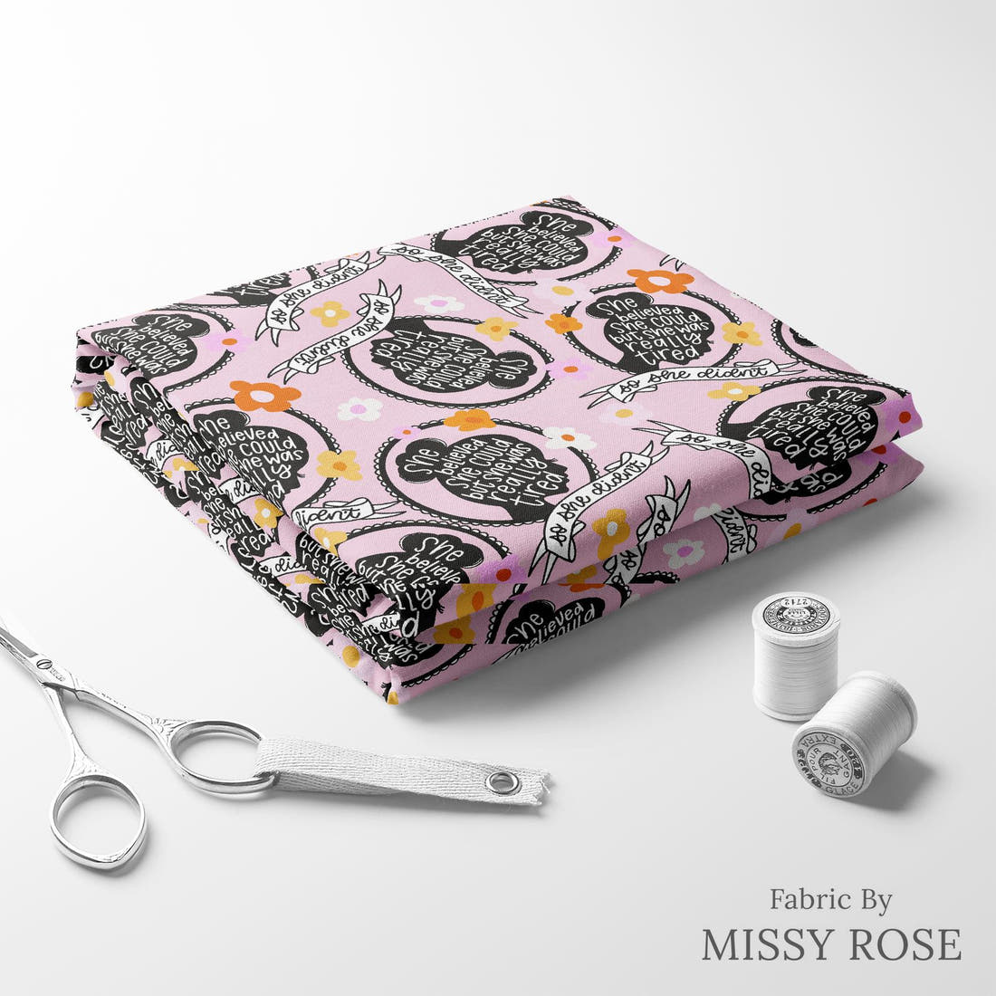 Design 136 Tired Fabric folded fabric stack with matching thread – pre-order fabric Australia | Fabric by Missy Rose