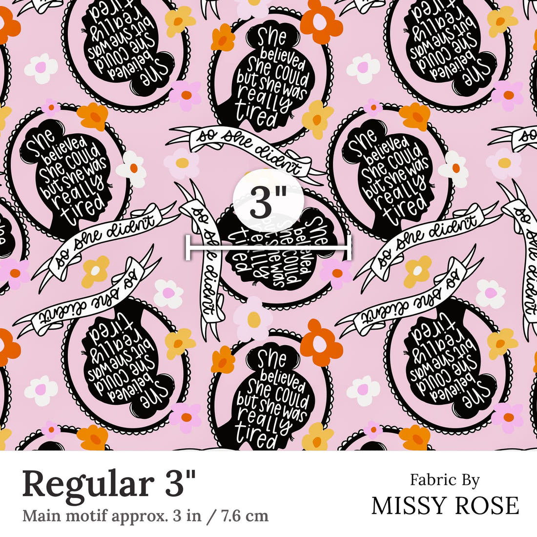 Design 136 Tired Fabric Regular 3 inch print scale guide | Fabric by Missy Rose