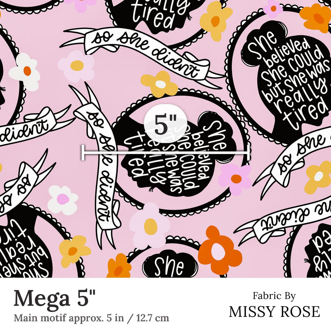 Design 136 Tired Fabric Mega 5 inch print scale guide | Fabric by Missy Rose