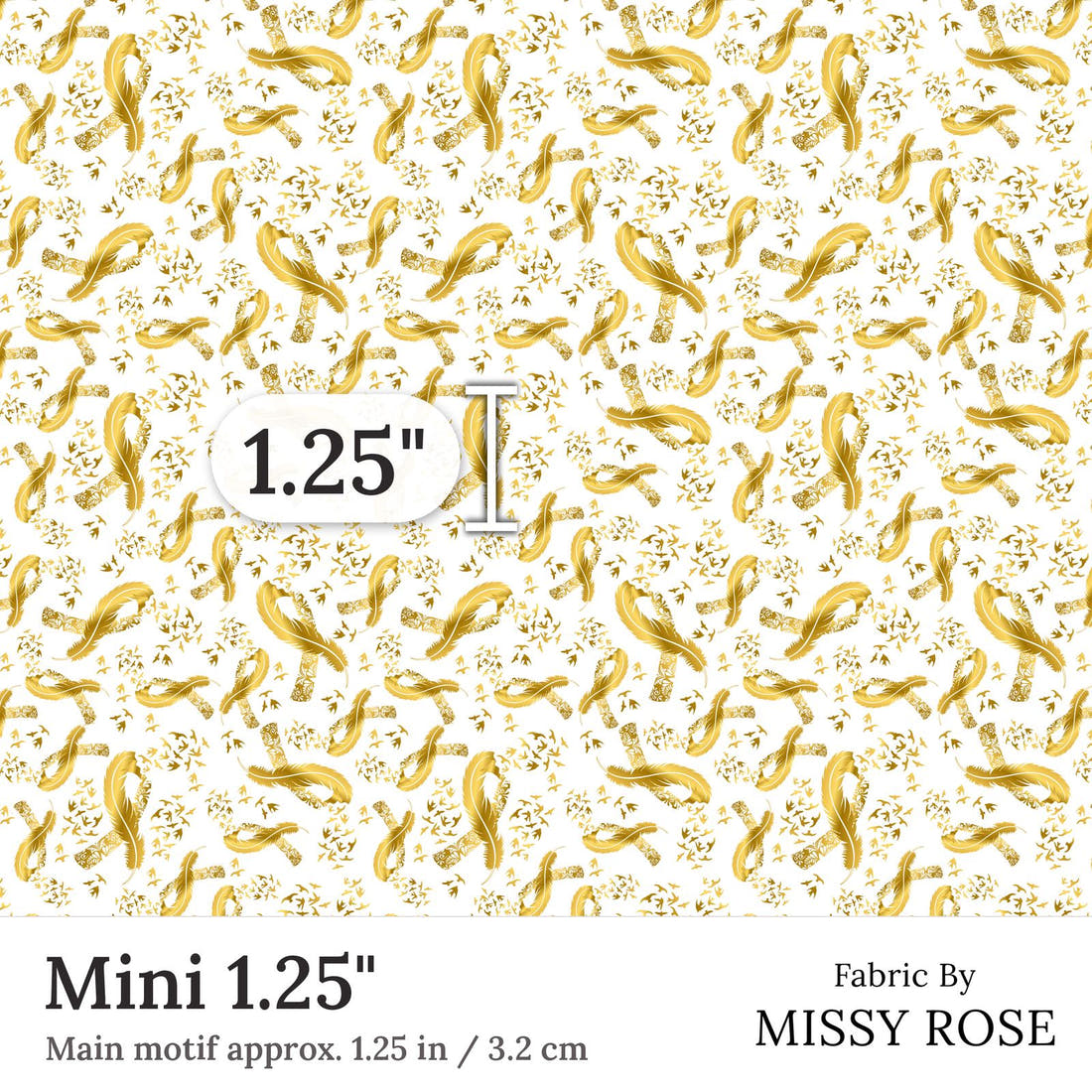 Design 138 Gold Ribbon Fabric Mini 1.25 inch print scale guide | Fabric by Missy Rose