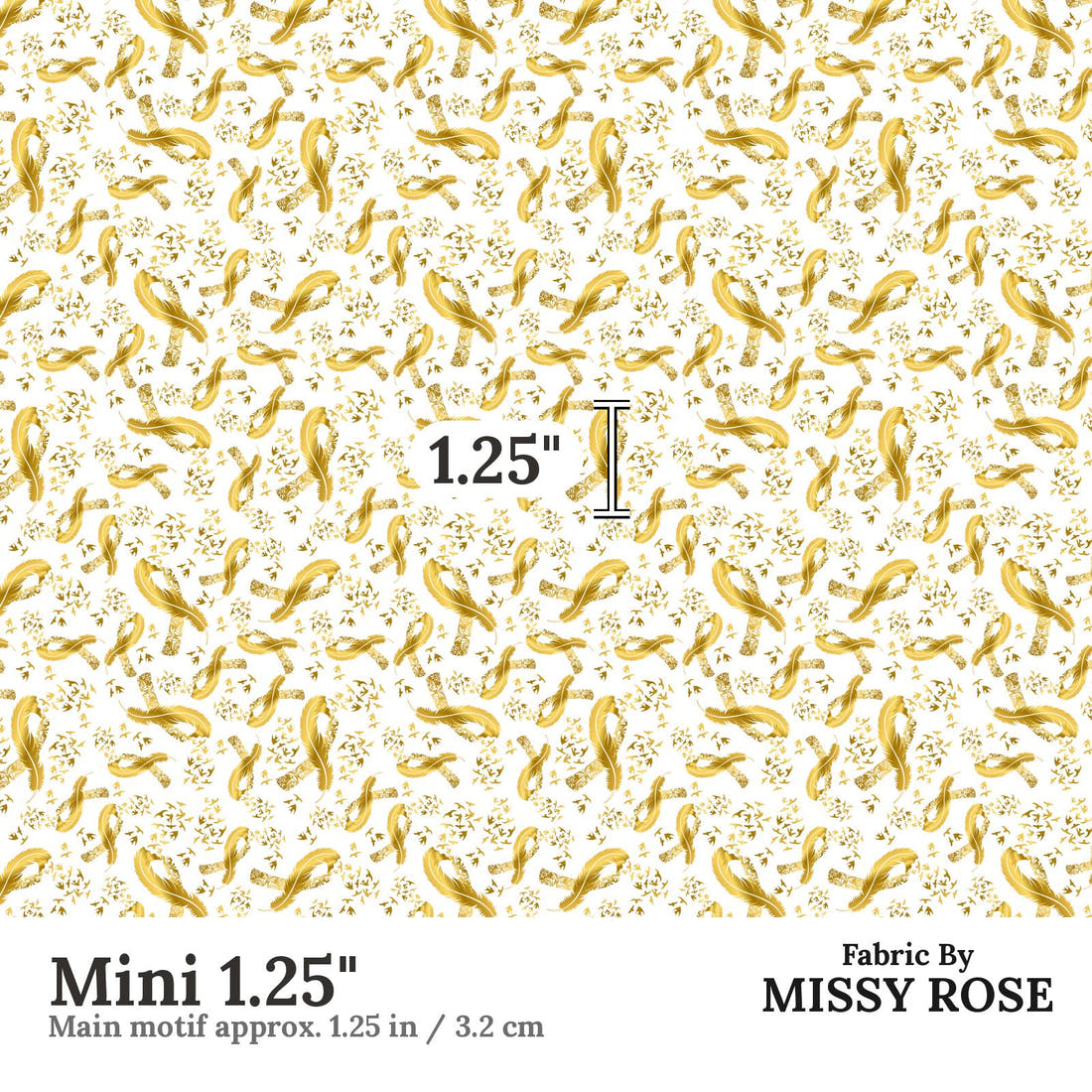 Design 138 Gold Ribbon Fabric Mini 1.25" - print scale | Fabric by Missy Rose