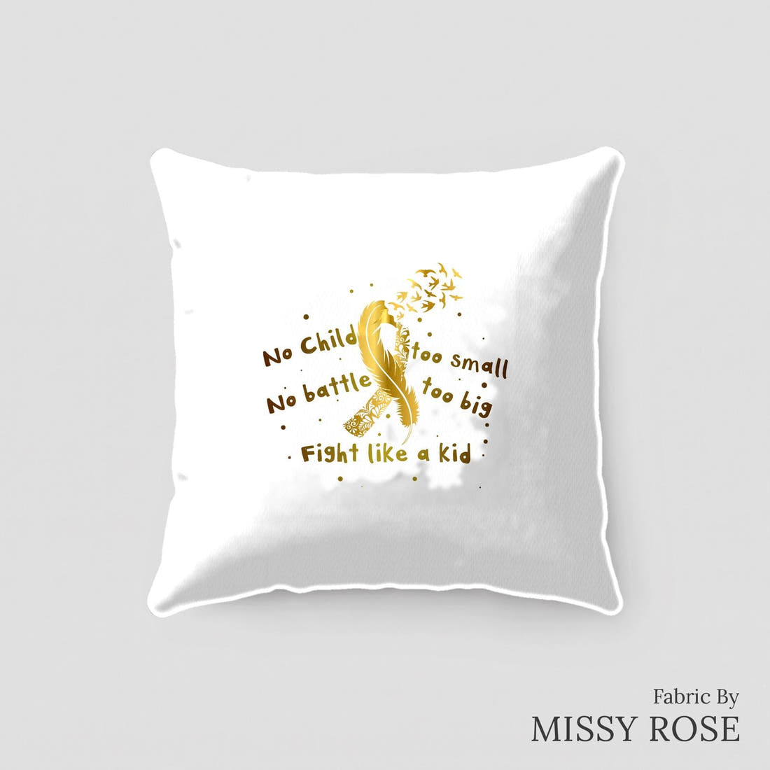Design 138 Gold Ribbon Panel sewn into a cushion – see how the panel looks made up | Fabric by Missy Rose