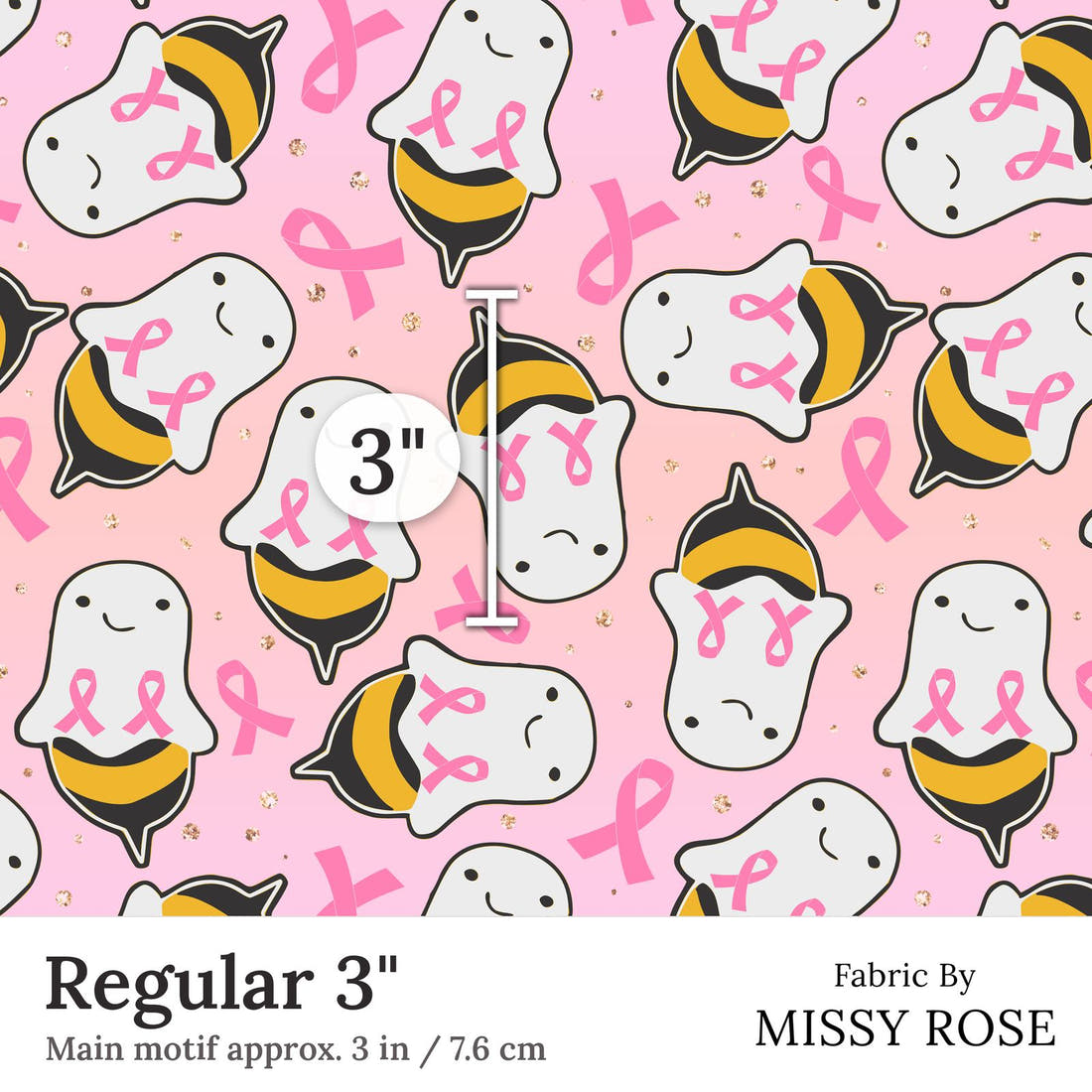 Design 139 Boo Bees Fabric Regular 3 inch print scale guide | Fabric by Missy Rose