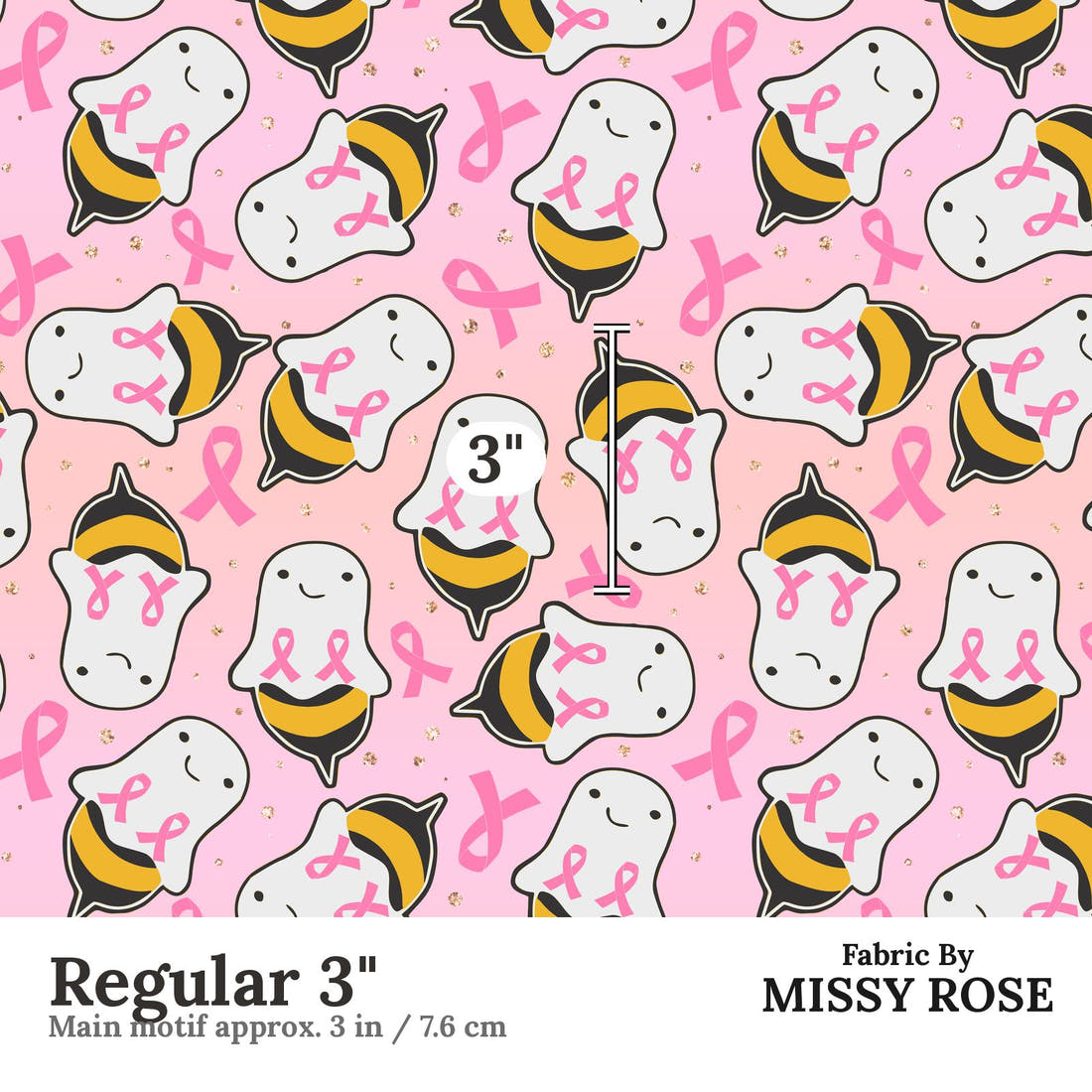 Design 139 Boo Bees Fabric Regular 3" - print scale | Fabric by Missy Rose