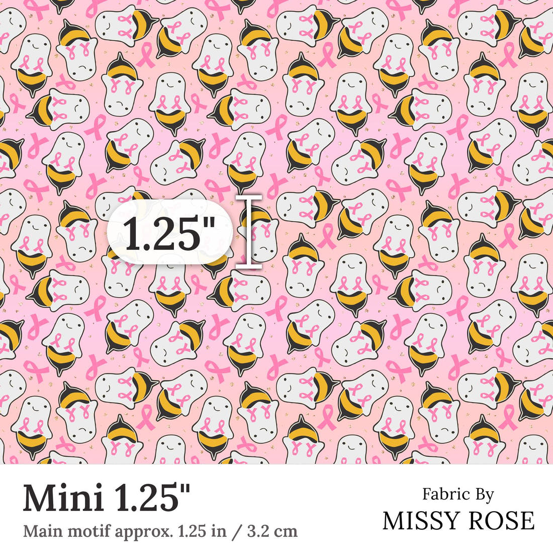 Design 139 Boo Bees Fabric Mini 1.25 inch print scale guide | Fabric by Missy Rose