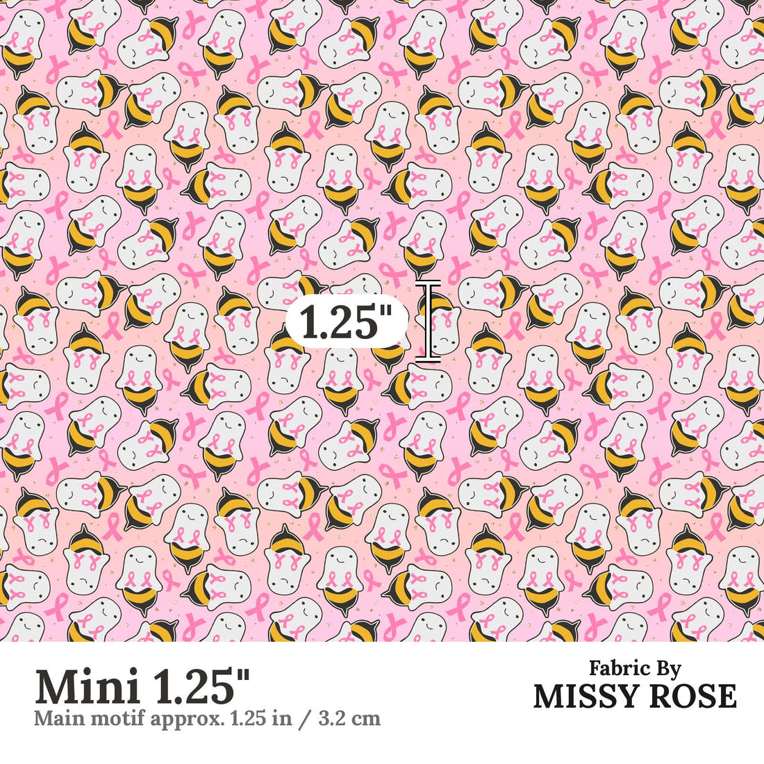 Design 139 Boo Bees Fabric Mini 1.25" - print scale | Fabric by Missy Rose