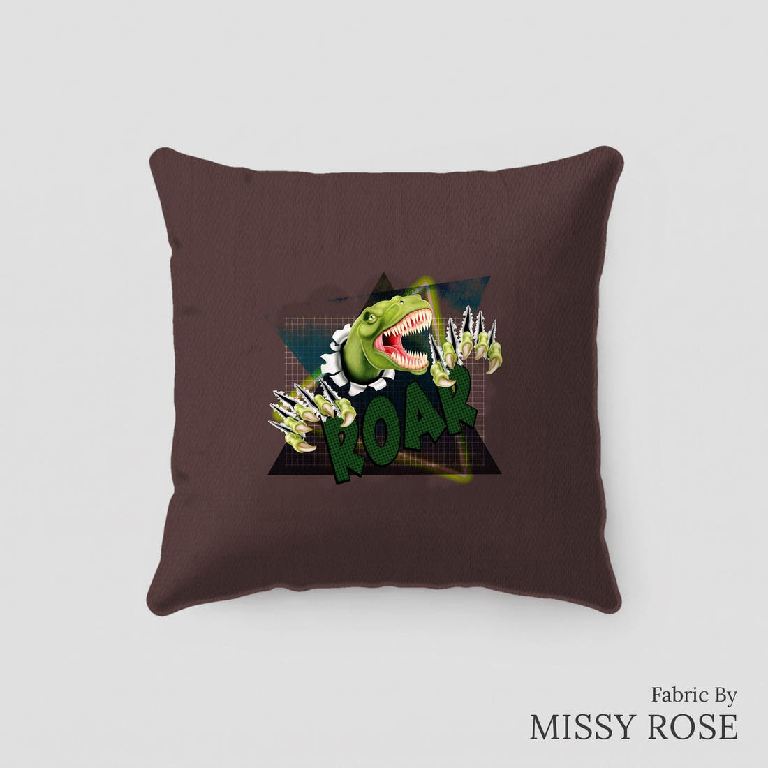 Design 140 Roar Panel sewn into a cushion – see how the panel looks made up | Fabric by Missy Rose