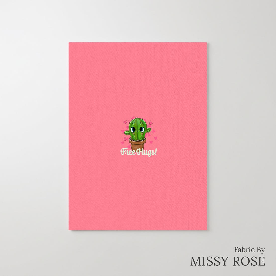 Design 142 Pink Cactus Panel – printed fabric panel with centred picture, custom printed to order | Fabric by Missy Rose