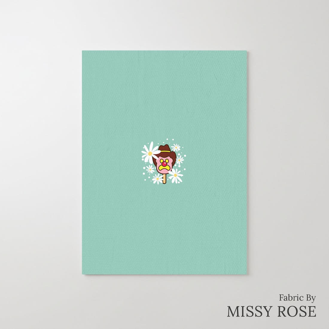 Design 143 Teal Ice Cream Panel – printed fabric panel with centred picture, custom printed to order | Fabric by Missy Rose