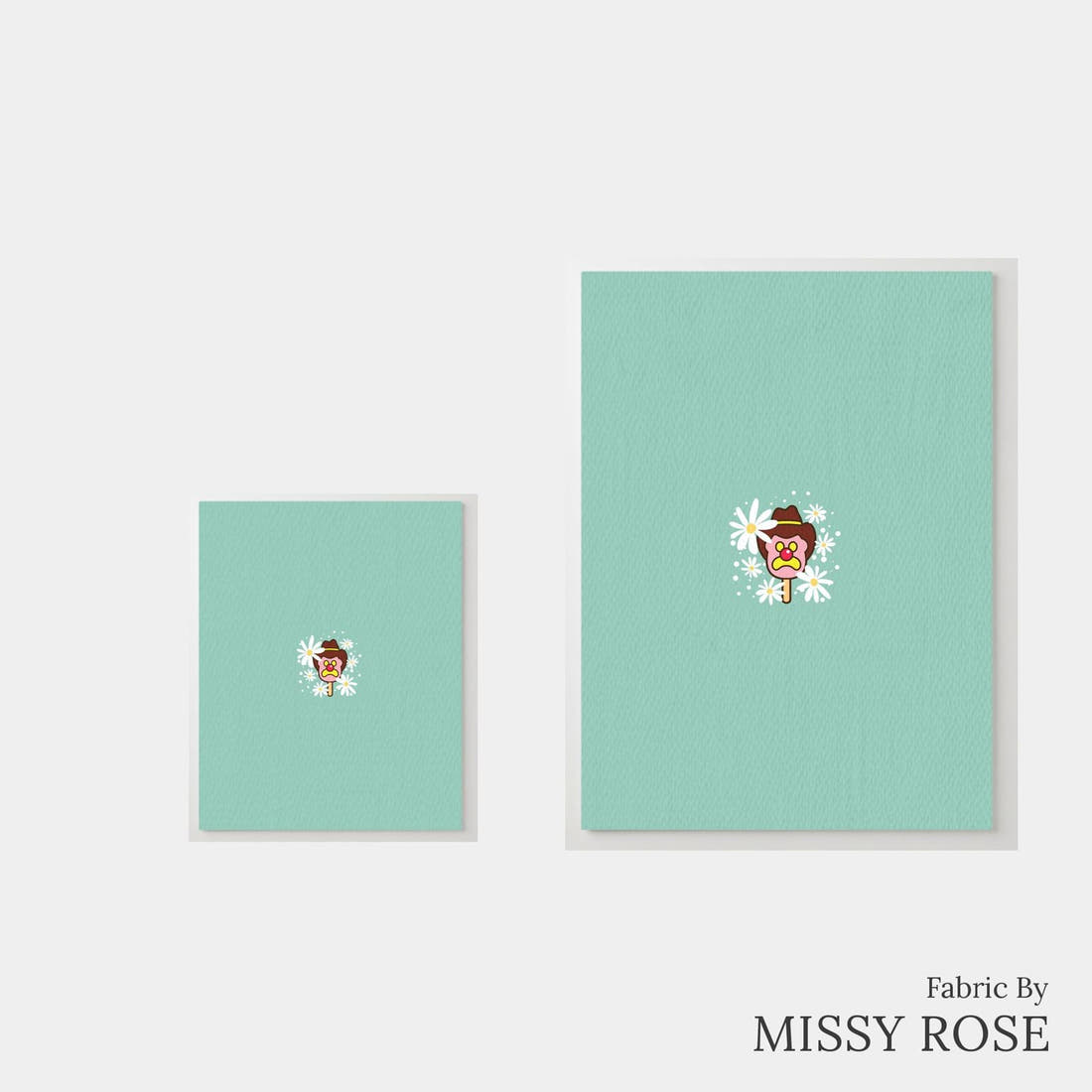 Design 143 Teal Ice Cream Panel – universal and adult panel sizes side by side | Fabric by Missy Rose