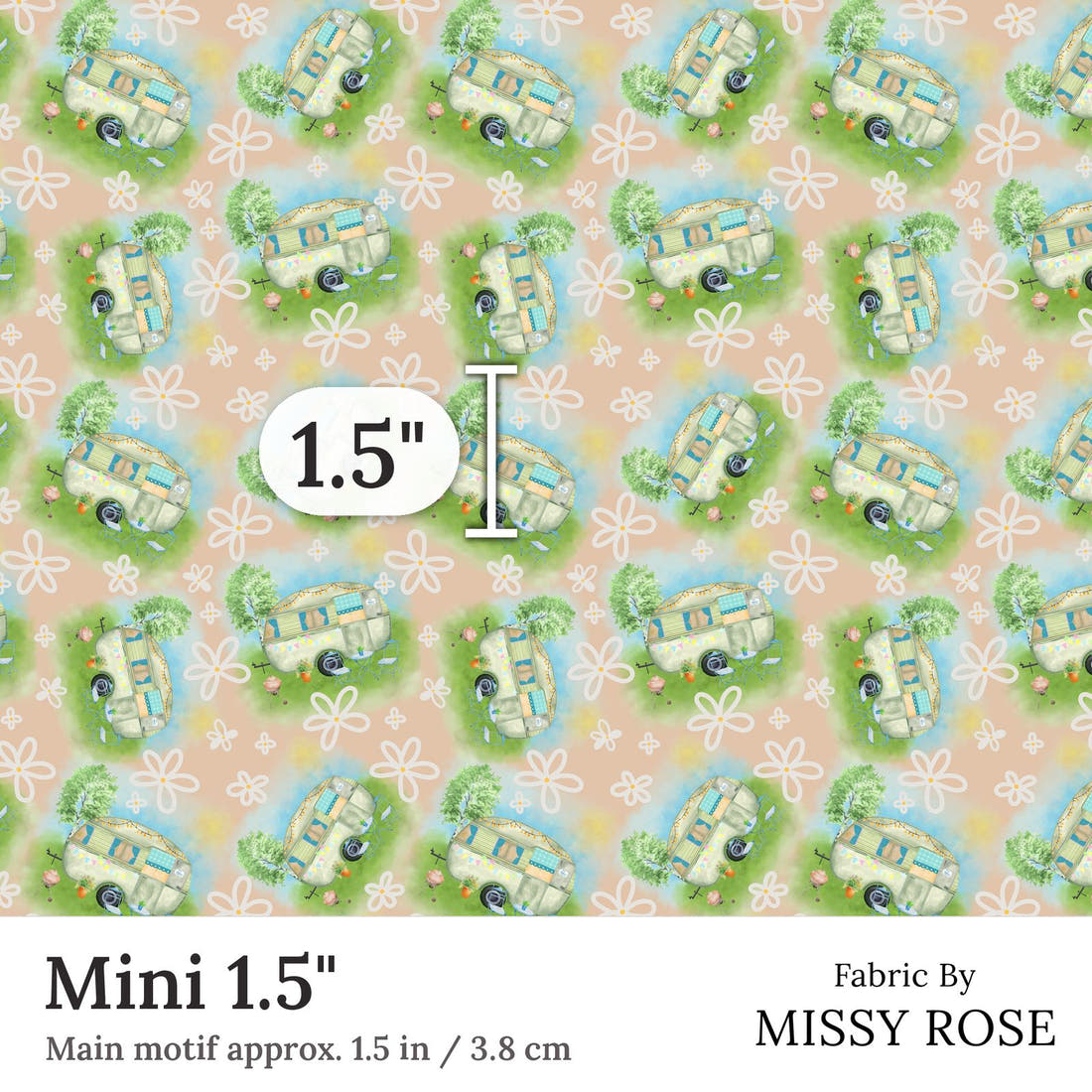 Design 144 Caravan Fabric Mini 1.5 inch print scale guide | Fabric by Missy Rose