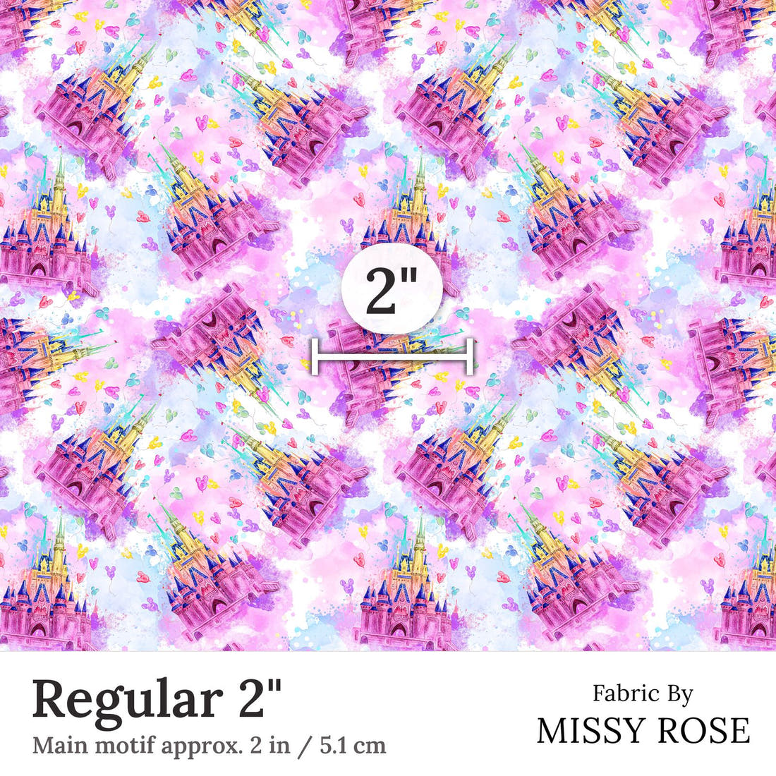 Design 145 Castle Fabric Regular 2 inch print scale guide | Fabric by Missy Rose