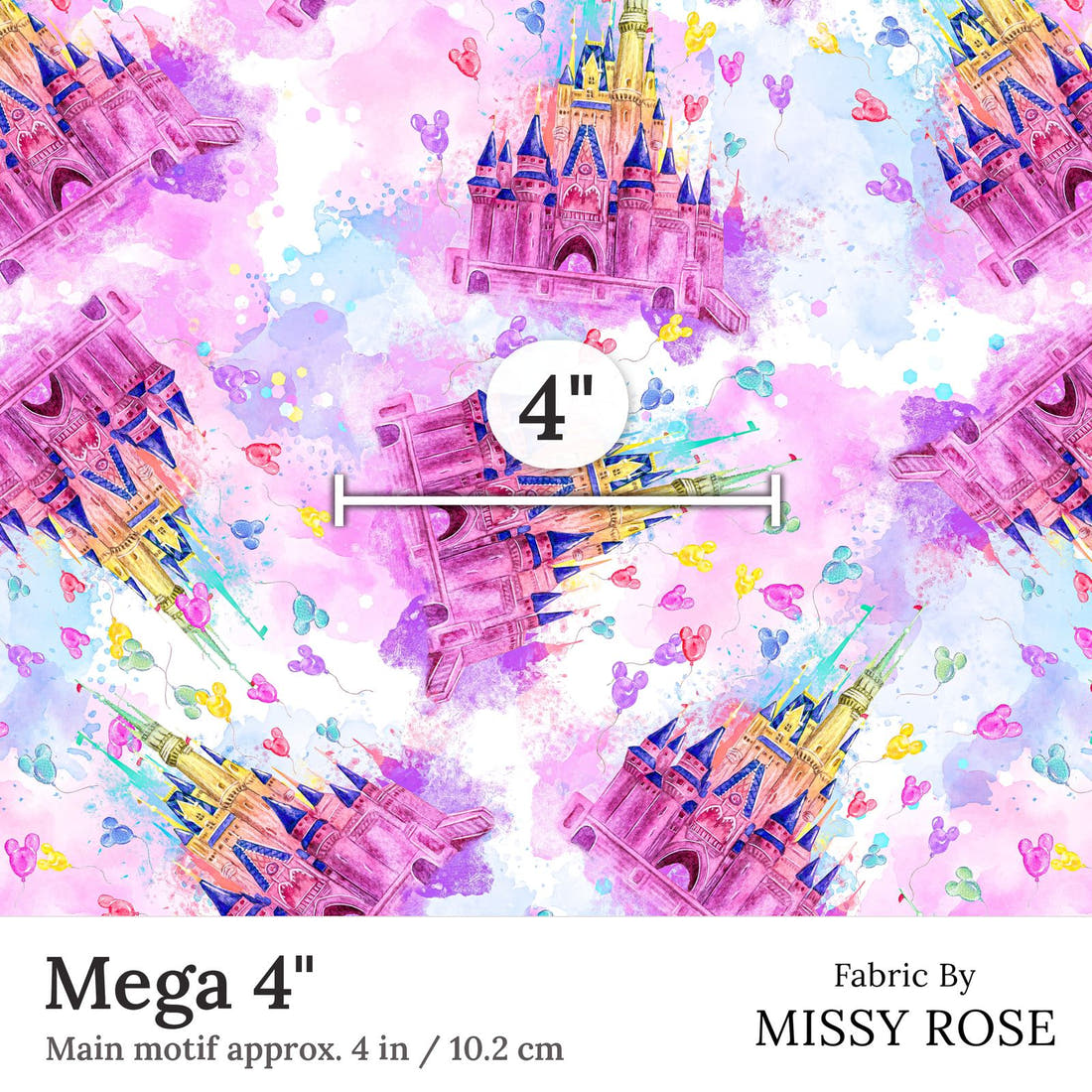 Design 145 Castle Fabric Mega 4 inch print scale guide | Fabric by Missy Rose