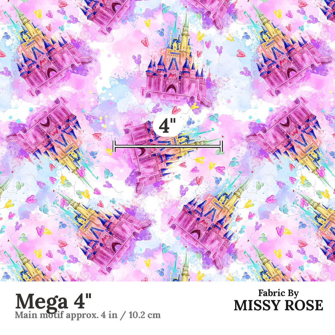 Design 145 Castle Fabric Mega 4" - print scale | Fabric by Missy Rose