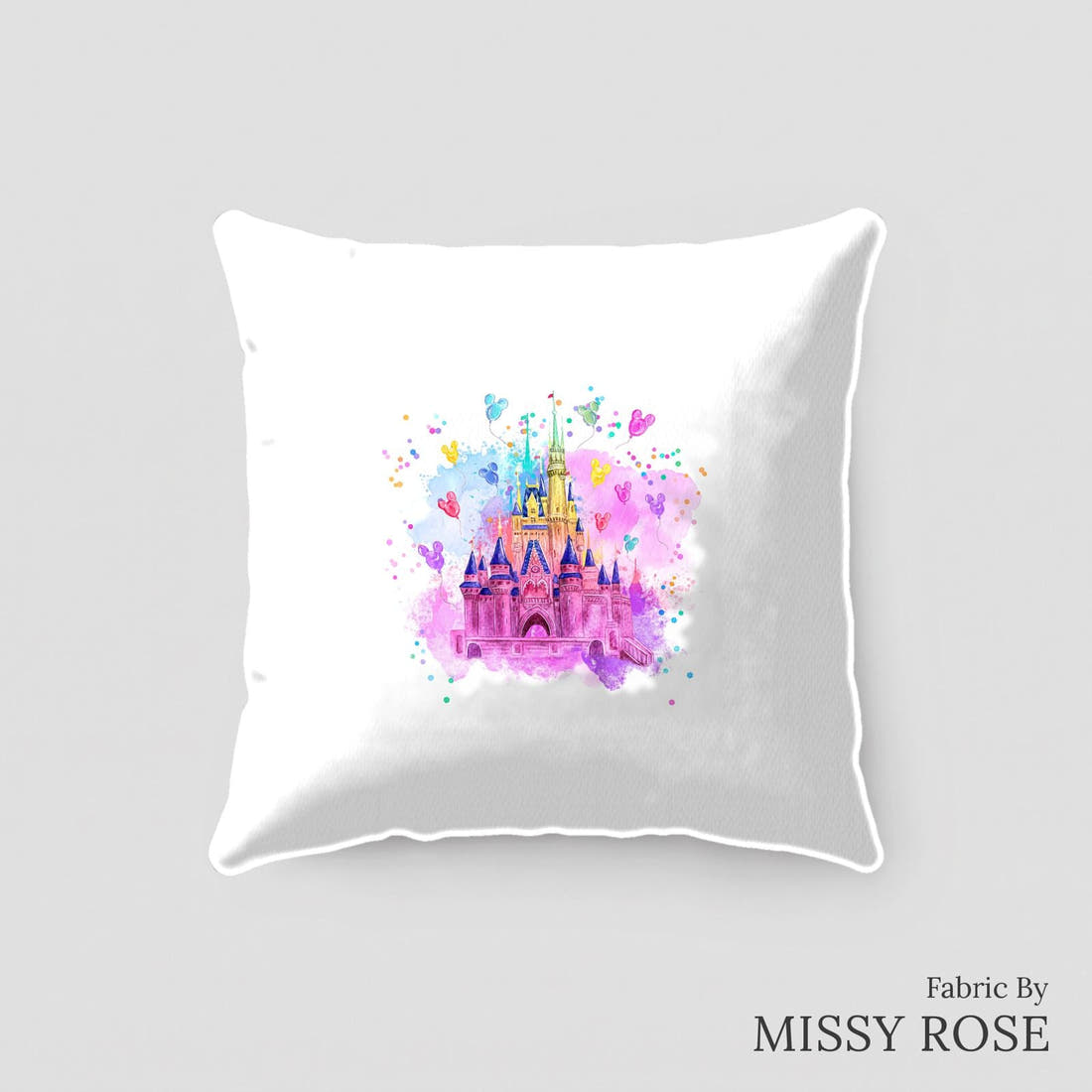 Design 145 Castle Panel sewn into a cushion – see how the panel looks made up | Fabric by Missy Rose