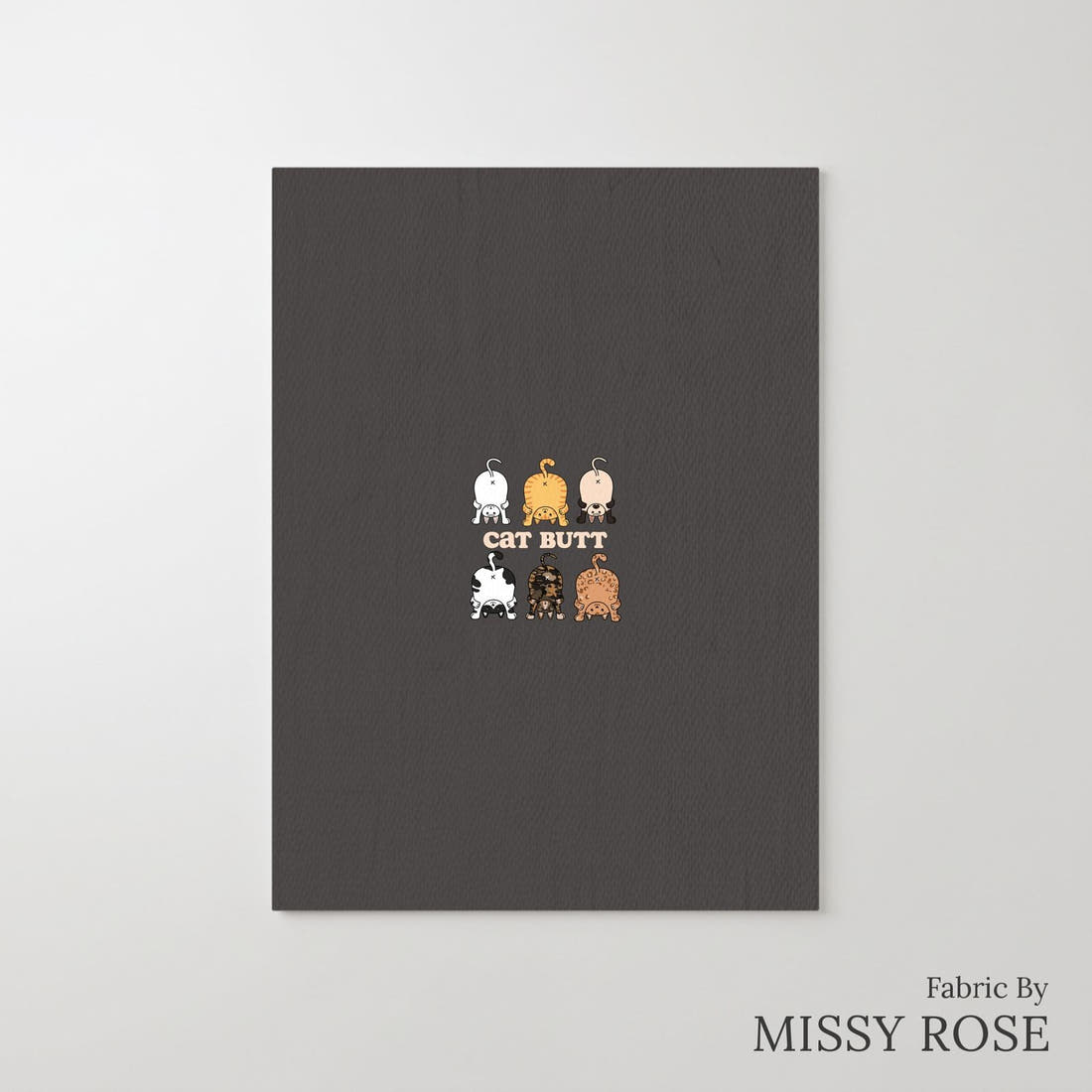 Design 146 Catt Butt Panel – printed fabric panel with centred picture, custom printed to order | Fabric by Missy Rose