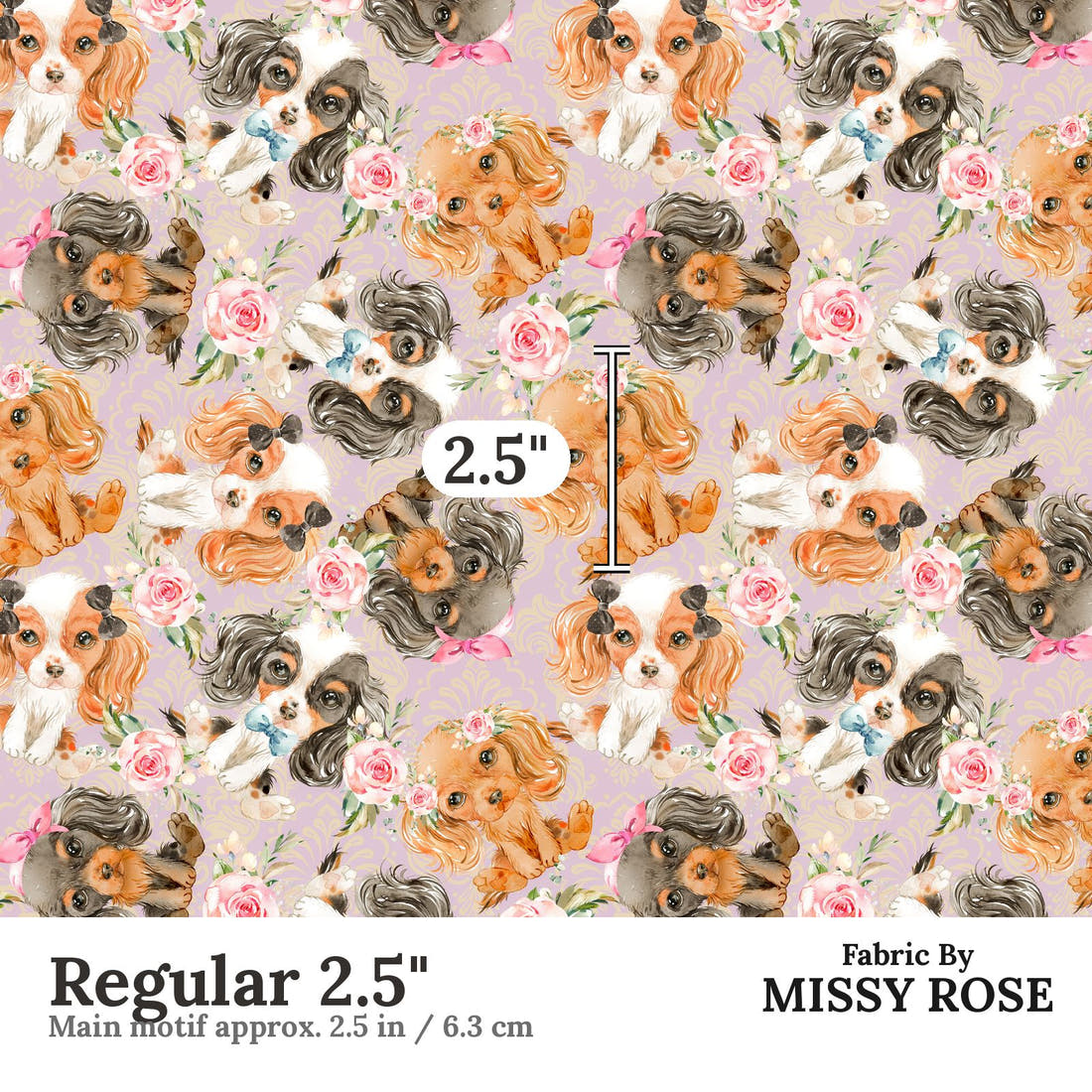 Design 147 Cute Dogs Fabric Regular 2.5" - print scale | Fabric by Missy Rose