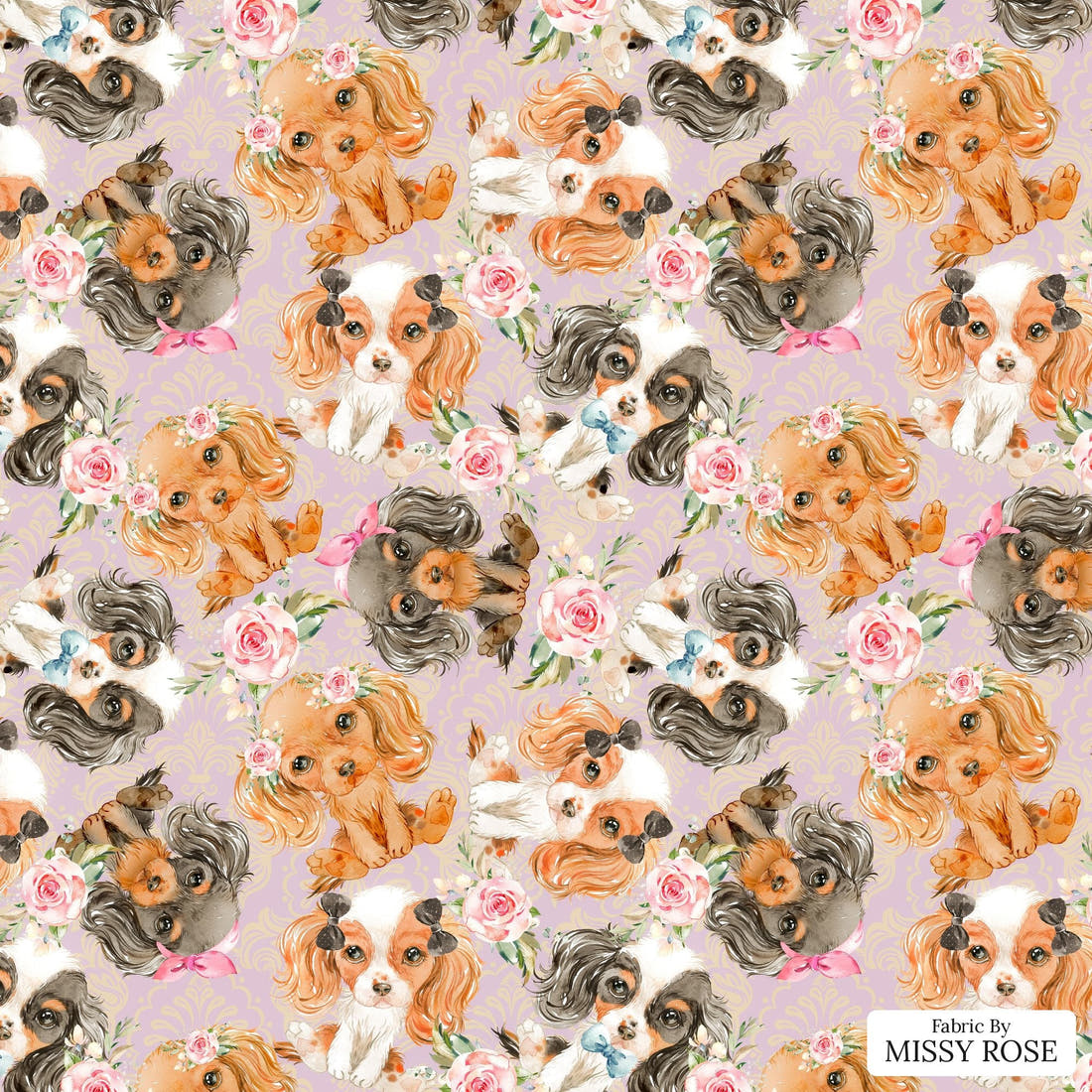 Design 147 Cute Dogs Fabric - flat view of the print, zoom in for detail | Fabric by Missy Rose