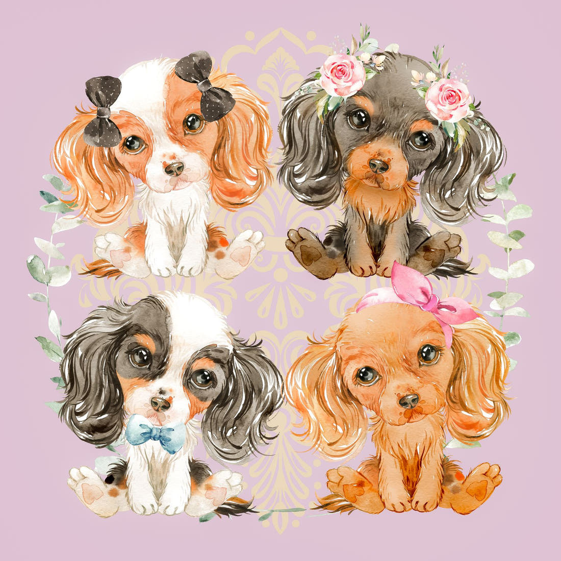 Design 147 Cute Dogs Panel – full artwork close-up of the printed picture | Fabric by Missy Rose